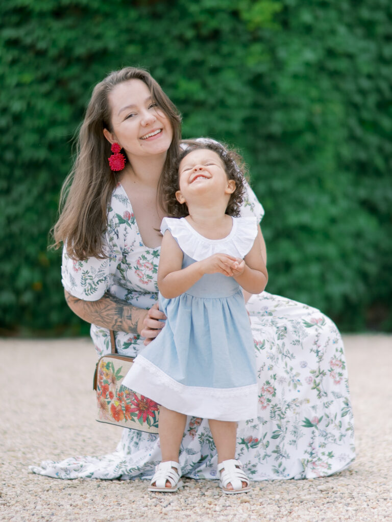 Kaytlyn Rei and her daughter sharing a quiet moment during Mother’s Day brunch at Dover Hall, a luxury wedding venue in Richmond, Virginia